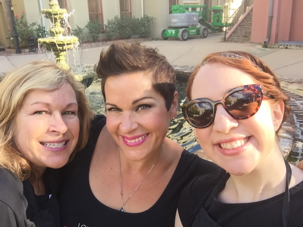 Sandy, Lou, and Alex selfie it up real quick before heading to their wedding!