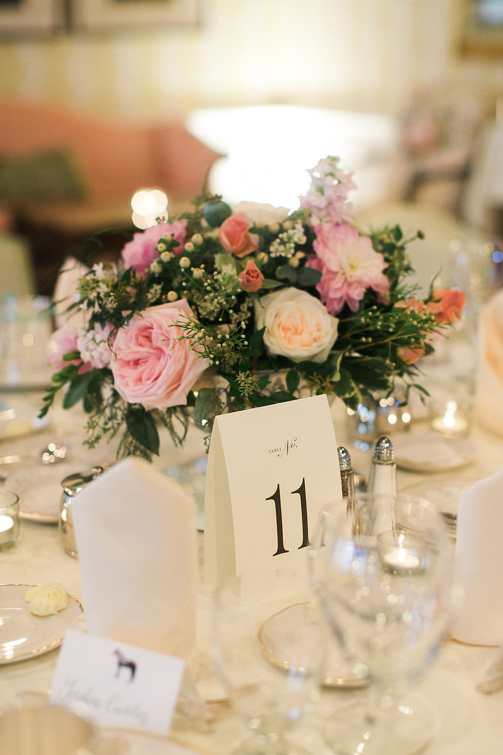floral arrangement at a table setting