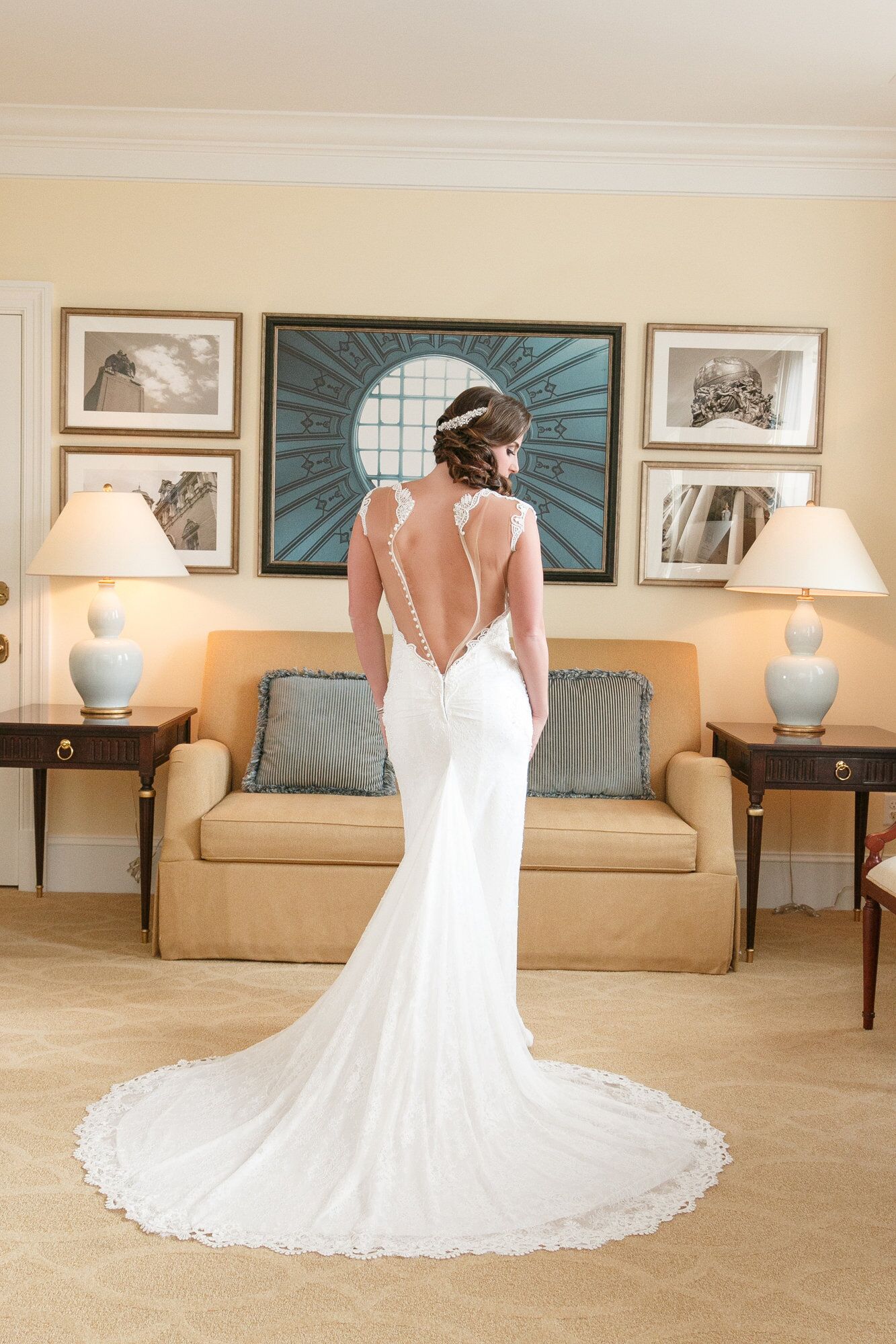 amandas wedding dress from behind